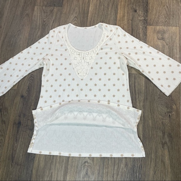 New Without Tags 100% Cotton Bohemian & Crochet Blouse - Picture 5 of 6